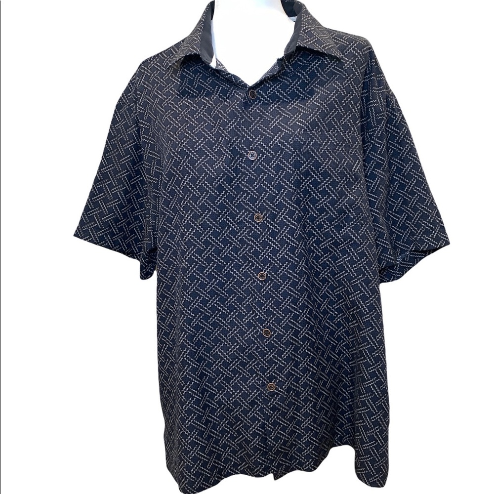 Nat Nast Men’s Button Down Silk Short Sleeve Shirt Size XL